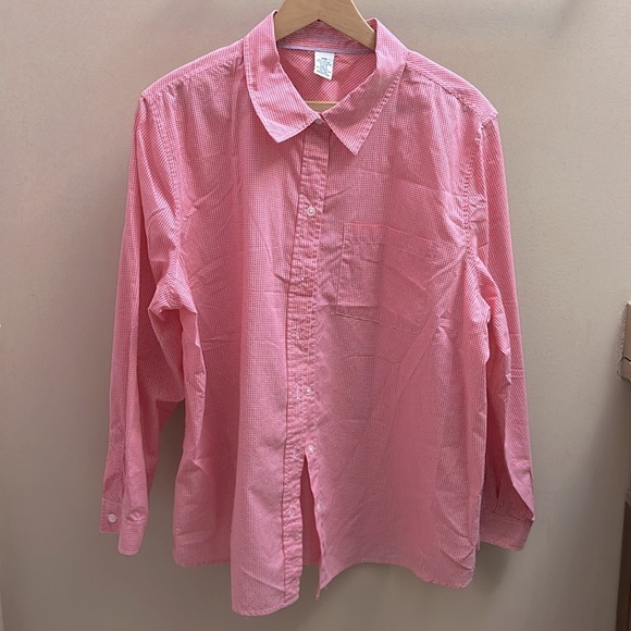 Cherokee Tops - 🚨 Cherokee Long Sleeve Button Down Collared Shirt Pink Gingham 18W EUC